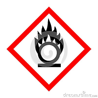 Pictogram for oxidizing substances Cartoon Illustration