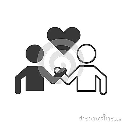 Pictogram of people holding hand and heart Vector Illustration
