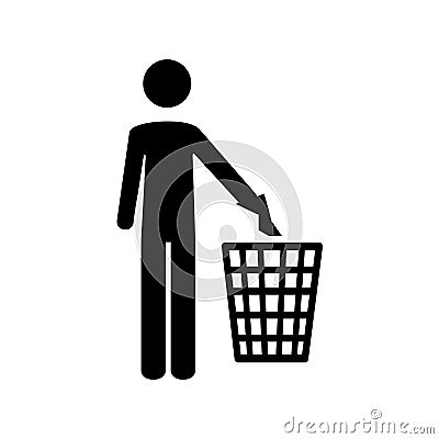 Pictogram person throwing trash in basket Vector Illustration