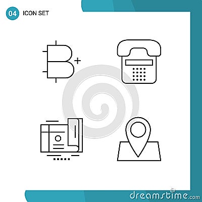 Pictogram Set of 4 Simple Filledline Flat Colors of add, phone, cryptocurrency, communication, coupon Vector Illustration