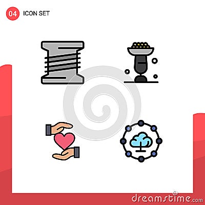 Pictogram Set of 4 Simple Filledline Flat Colors of bobbin, give, baking, cupsakes, favorite Vector Illustration