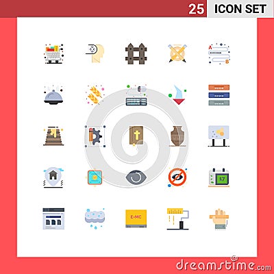 Pictogram Set of 25 Simple Flat Colors of distance, pen, head, education, nature Vector Illustration