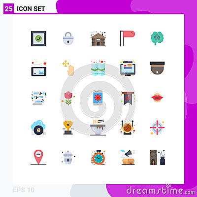Pictogram Set of 25 Simple Flat Colors of psychology, head, forest, brain, paragraph Vector Illustration