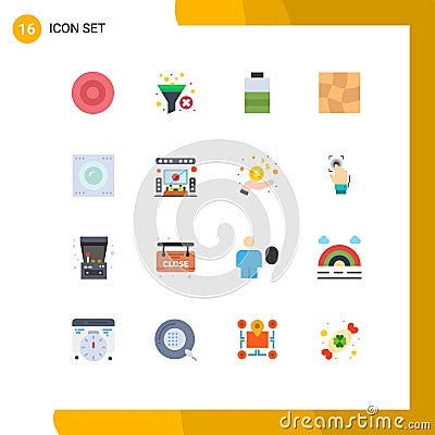 Pictogram Set of 16 Simple Flat Colors of technology, gadgets, battery, devices, mesh Vector Illustration