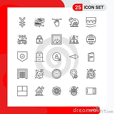 Pictogram Set of 25 Simple Lines of cross, marketing, gestures, grown, analysis Vector Illustration