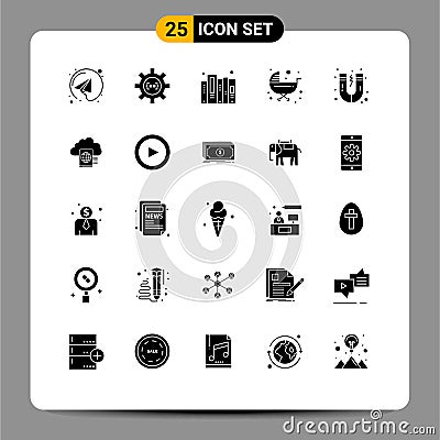 25 Creative Icons Modern Signs and Symbols of attraction, stroller, history, push, baby Vector Illustration