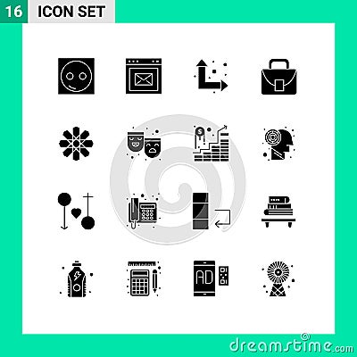 Pictogram Set of 16 Simple Solid Glyphs of design, global, website, logistic, bag Vector Illustration