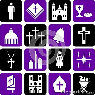 Pictograms of the catholic religion Vector Illustration
