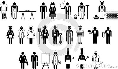 Pictograms of workers Vector Illustration