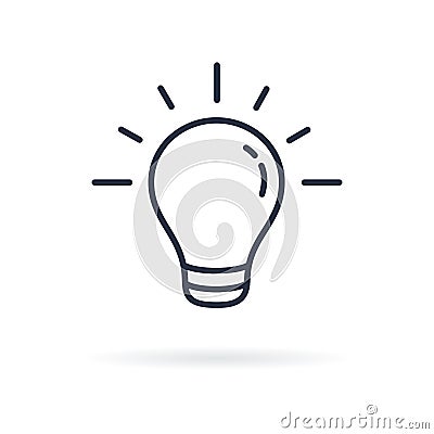 Pictograph of light bulb. Lamp line icon on white background. Cartoon Illustration