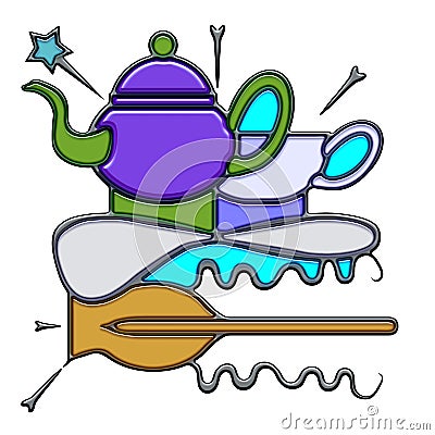 Pictographic composition of the teapot noun Stock Photo