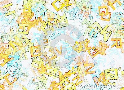 Picture of abstract multicolored flying alphabet letters Stock Photo