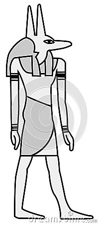 A picture of Anubis painted on an ancient Egyptian mural Vector Illustration