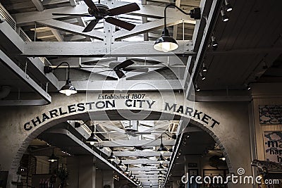 Arch in the Charleston city market building in South Carolina Editorial Stock Photo