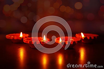 Picture of beautiful Diwali lighting of diya Stock Photo