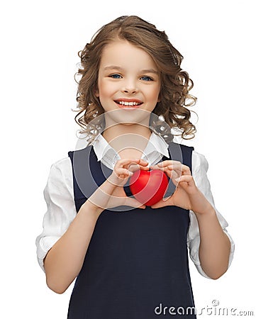 Girl with small heart Stock Photo