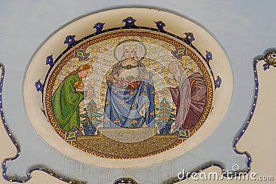 Picture of a beautiful religious fresco in Bratislava, Slovakia Editorial Stock Photo