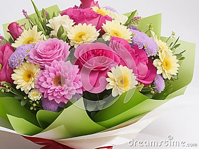 Picture of a beautifully arranged bouquet of colorful flowers Stock Photo