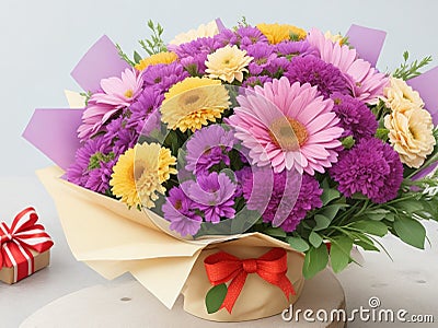 Picture of a beautifully arranged bouquet of colorful flowers Stock Photo