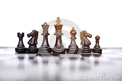 Picture of black pawns of a chess board Stock Photo