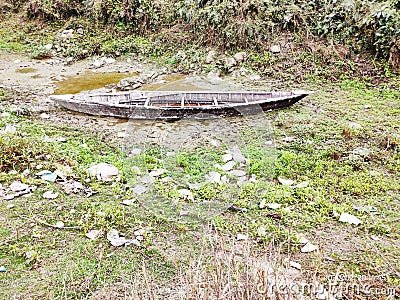 This is a picture of a boat.This boat will be used during the rainy season when the river is full of water. Stock Photo