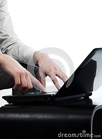 Picture of businessmans hands on laptop Stock Photo