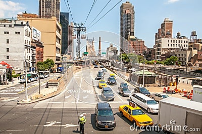 Traffic on the Queensboro/ 59th Street Bridge in New York City Editorial Stock Photo