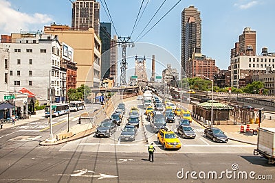 Traffic on the Queensboro/ 59th Street Bridge in New York City Editorial Stock Photo