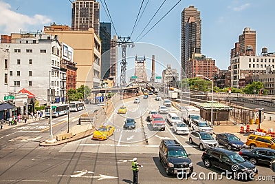 Traffic on the Queensboro/ 59th Street Bridge in New York City Editorial Stock Photo