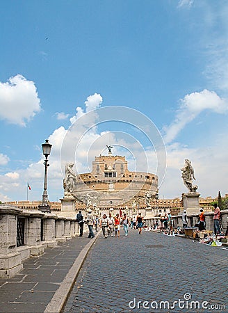 Castel Sant Angelo and angels bridge in Rome Editorial Stock Photo