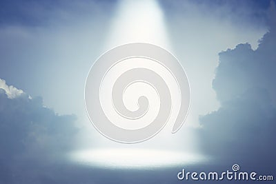 A picture of a celestial ray of light in the sky. Concept of religion and faith Stock Photo