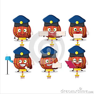 A picture of cheerful red chinese lamp postman cartoon design concept Vector Illustration