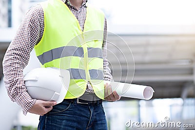 A picture of a chief engineer with a document Stock Photo