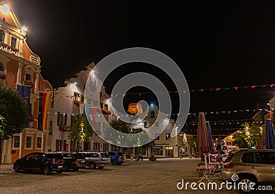 Picture of the city of Kehlheim at night in southern Germany Editorial Stock Photo