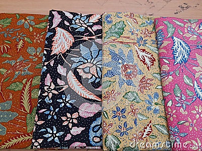 4 colorful batiks Stock Photo