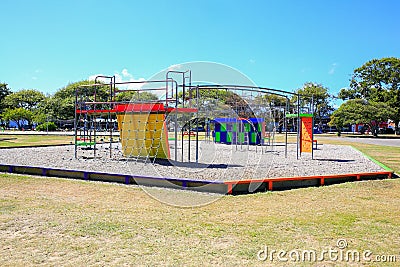Picture of colorful playground with equipment, Levin, New Zealand Stock Photo