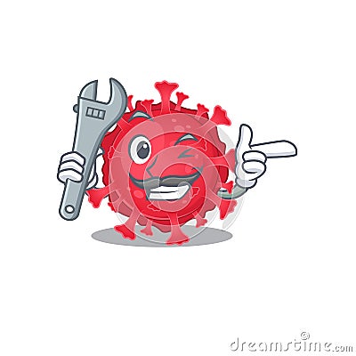A picture of cool mechanic coronavirus substance cartoon character design Vector Illustration