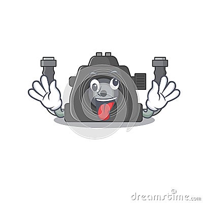 A picture of crazy face underwater camera mascot design style Vector Illustration