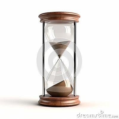 A picture of a cute clean hourglass 3D on white background generative AI Stock Photo