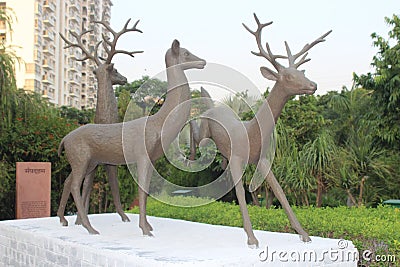 A picture of Deer Statues with selective Stock Photo