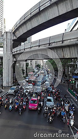 Picture of dense traffic in Bangkok Editorial Stock Photo