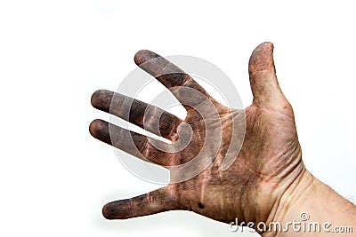 A picture of dirty hands of a man Stock Photo