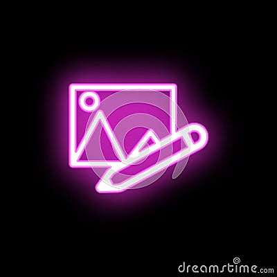 Picture edit create neon icon. Simple thin line, outline vector of mix icons for ui and ux, website or mobile application Stock Photo