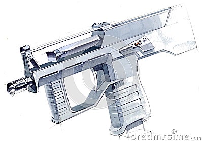 Picture of an exclusive automatic weapon submachine gun for melee. Stock Photo