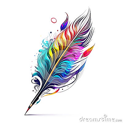 The feathe of pen drawing a colorfull line background Stock Photo