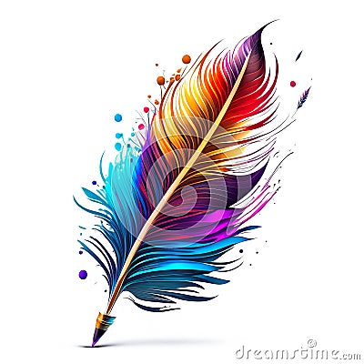 The feathe of pen drawing a colorfull line background Stock Photo