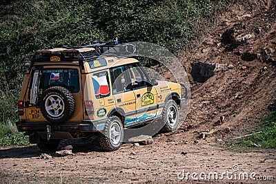 Picture of a First generation Land Rover Discovery series I prepared for the Camel Trophy Editorial Stock Photo