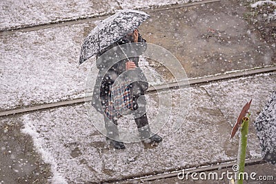 The first snow in Bucharest 07 december 2023 Editorial Stock Photo