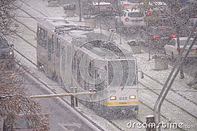 The first snow in Bucharest 07 december 2023 Editorial Stock Photo