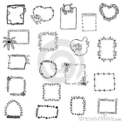 Picture frame drawing set vector on white isolated Vector Illustration